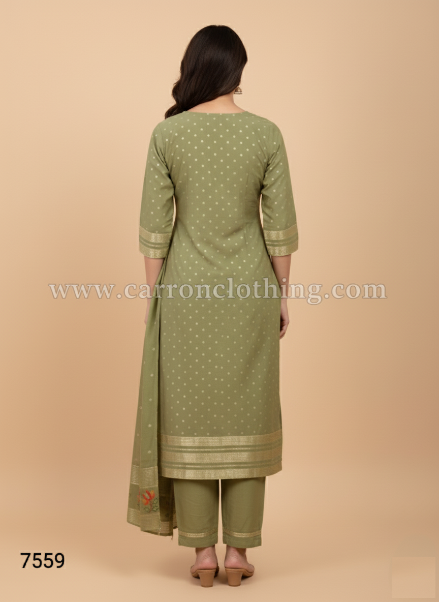 Green Colour Kurti Set(LC-WKIS_7579)