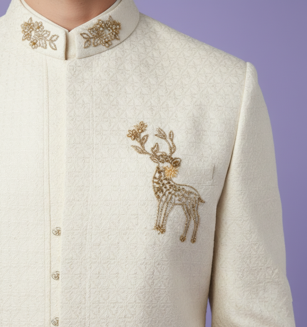 Cream Colour Sherwani(ME-MSRW_11290)