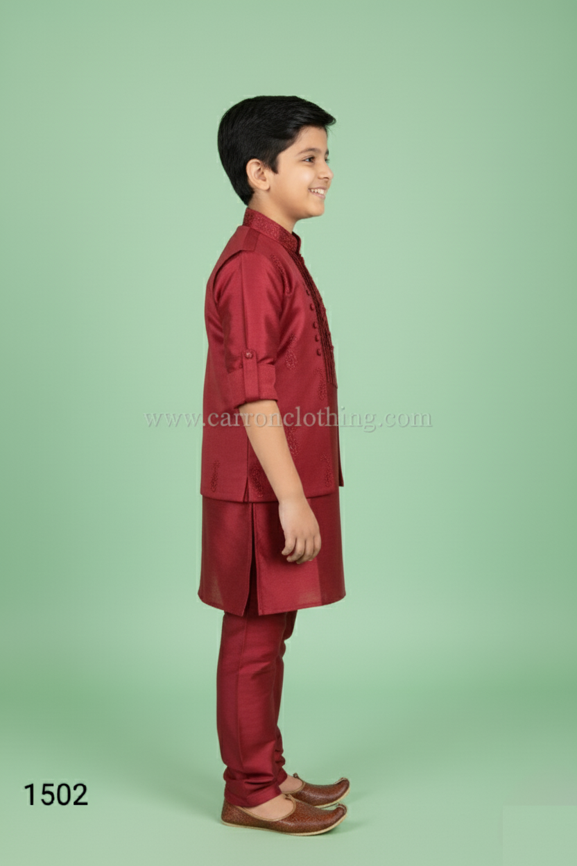 Maroon Colour Jacket Kurta Set(BE-BBUS_1502)