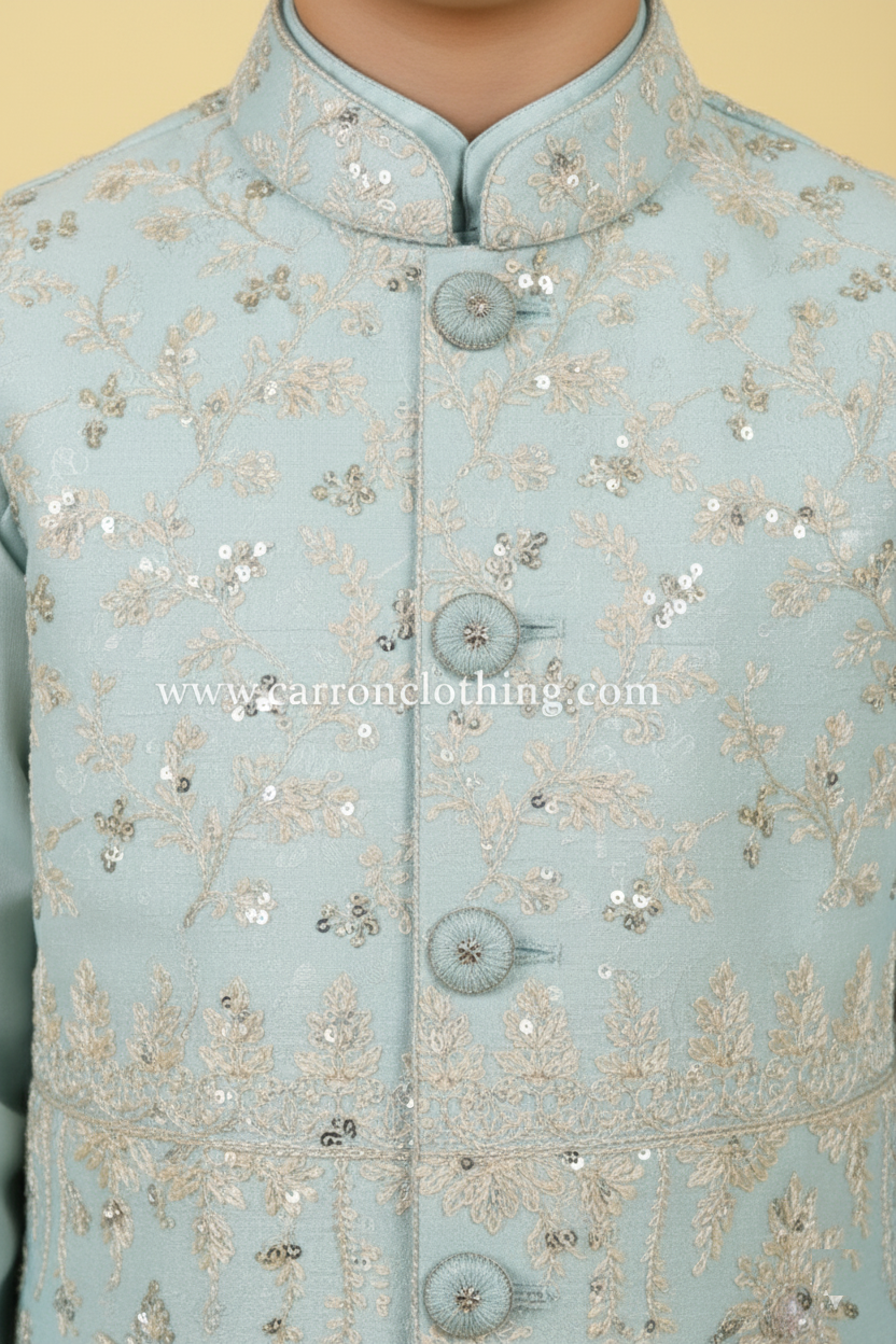 Blue Colour Jacket Kurta Set(BE-BBUS_3696)