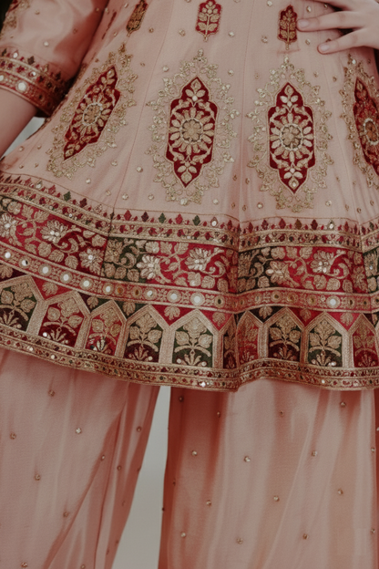 Peach Colour Plazo Set(GE-GPZS_4447)