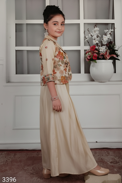 Fawn Colour Plazo Set(GE-GPZS_3396)