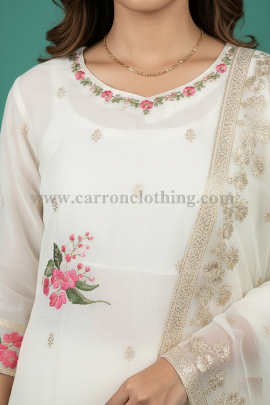 Cream Colour Kurti Set(LC-WKIS_7547)