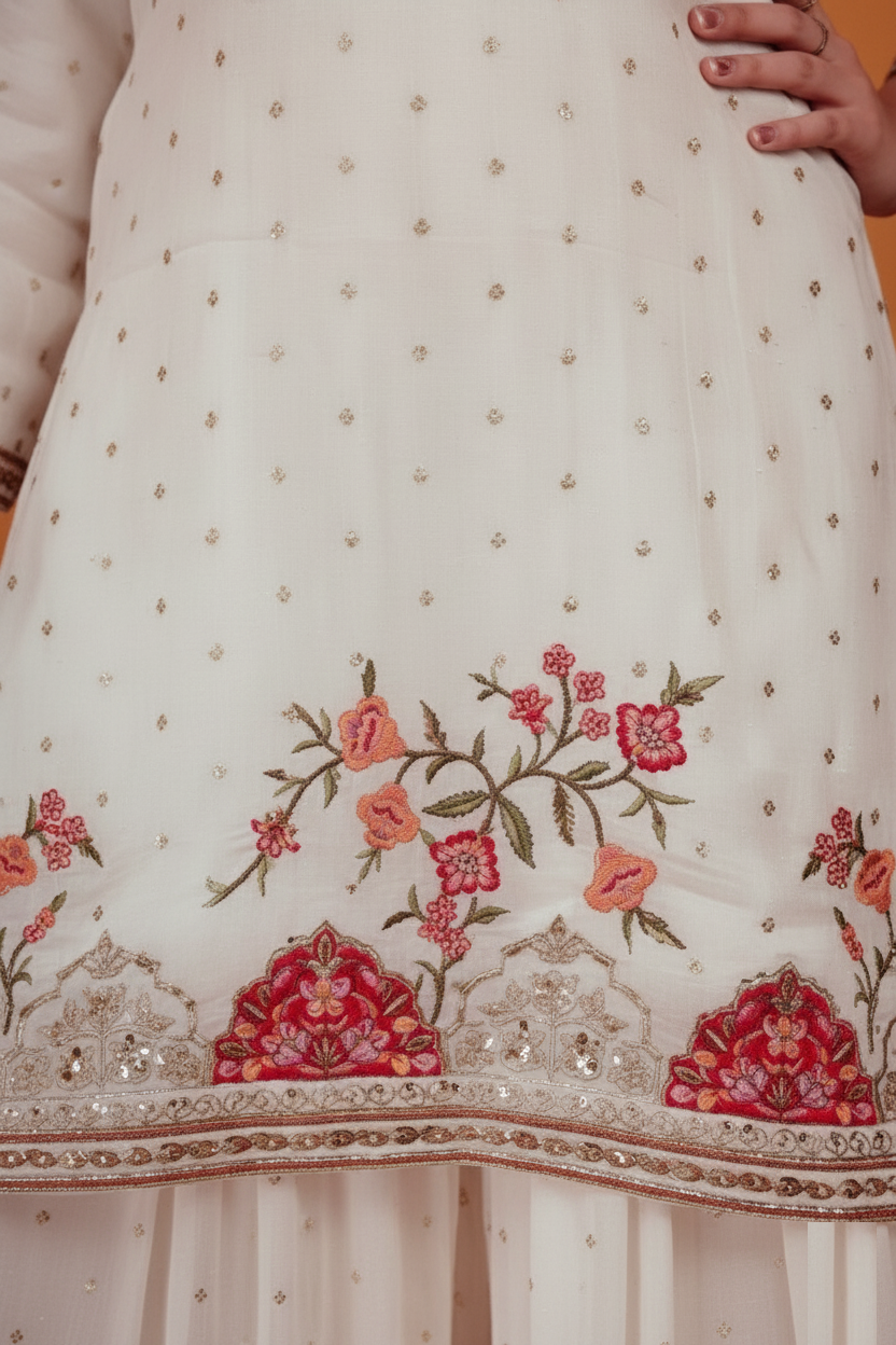 Cream Colour Plazo Set(GE-GPZS_5812)