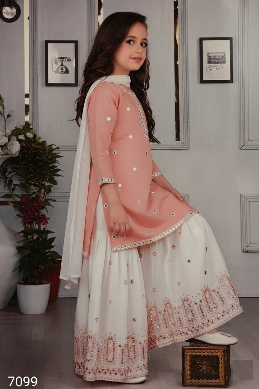 Peach Colour Gharara Set(GE-GGHS_7099)