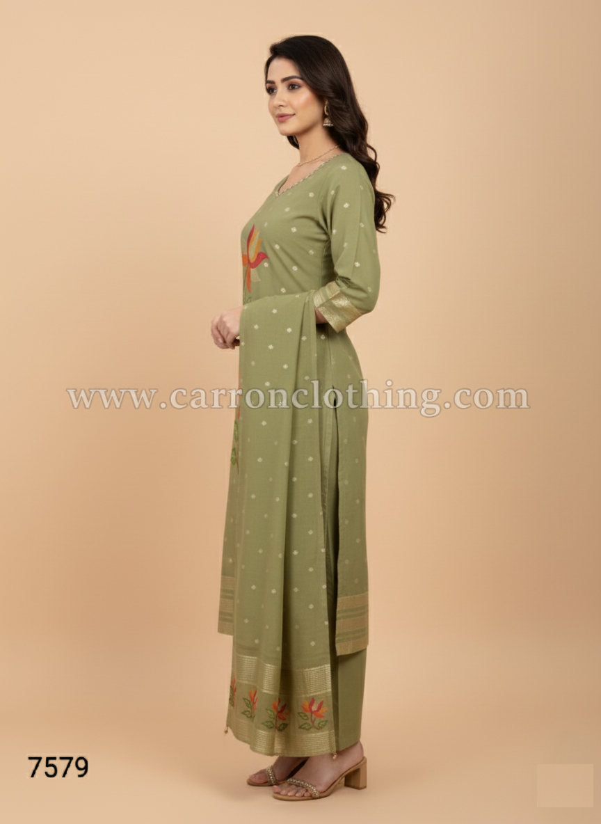 Green Colour Kurti Set(LC-WKIS_7579)