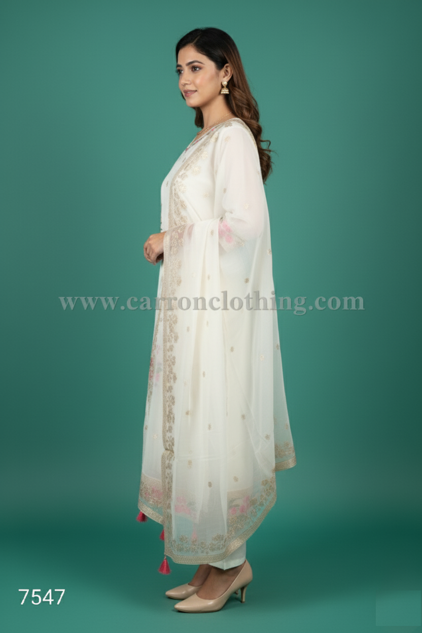 Cream Colour Kurti Set(LC-WKIS_7547)