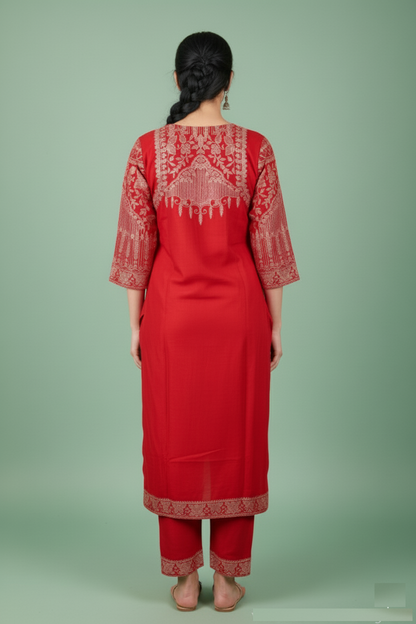 Red Colour Kurti Set(LC-WKIS_7546)