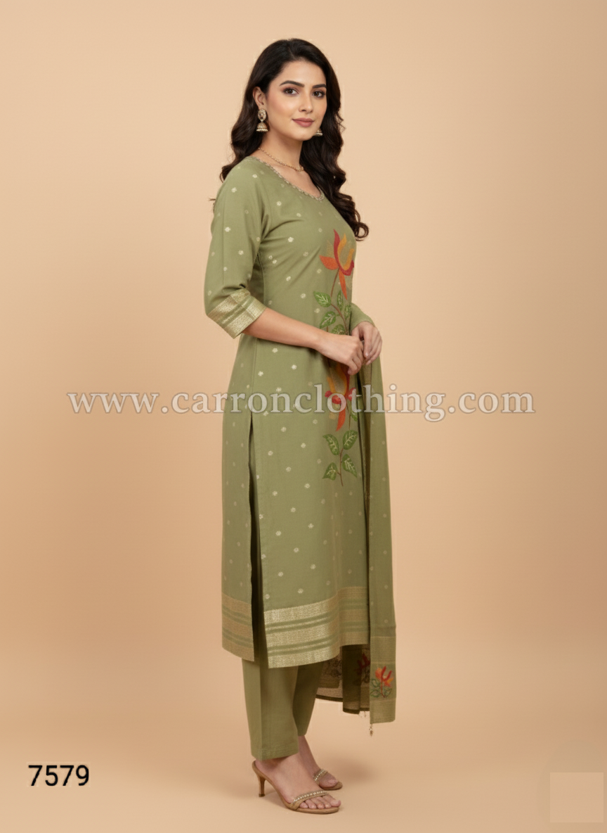Green Colour Kurti Set(LC-WKIS_7579)
