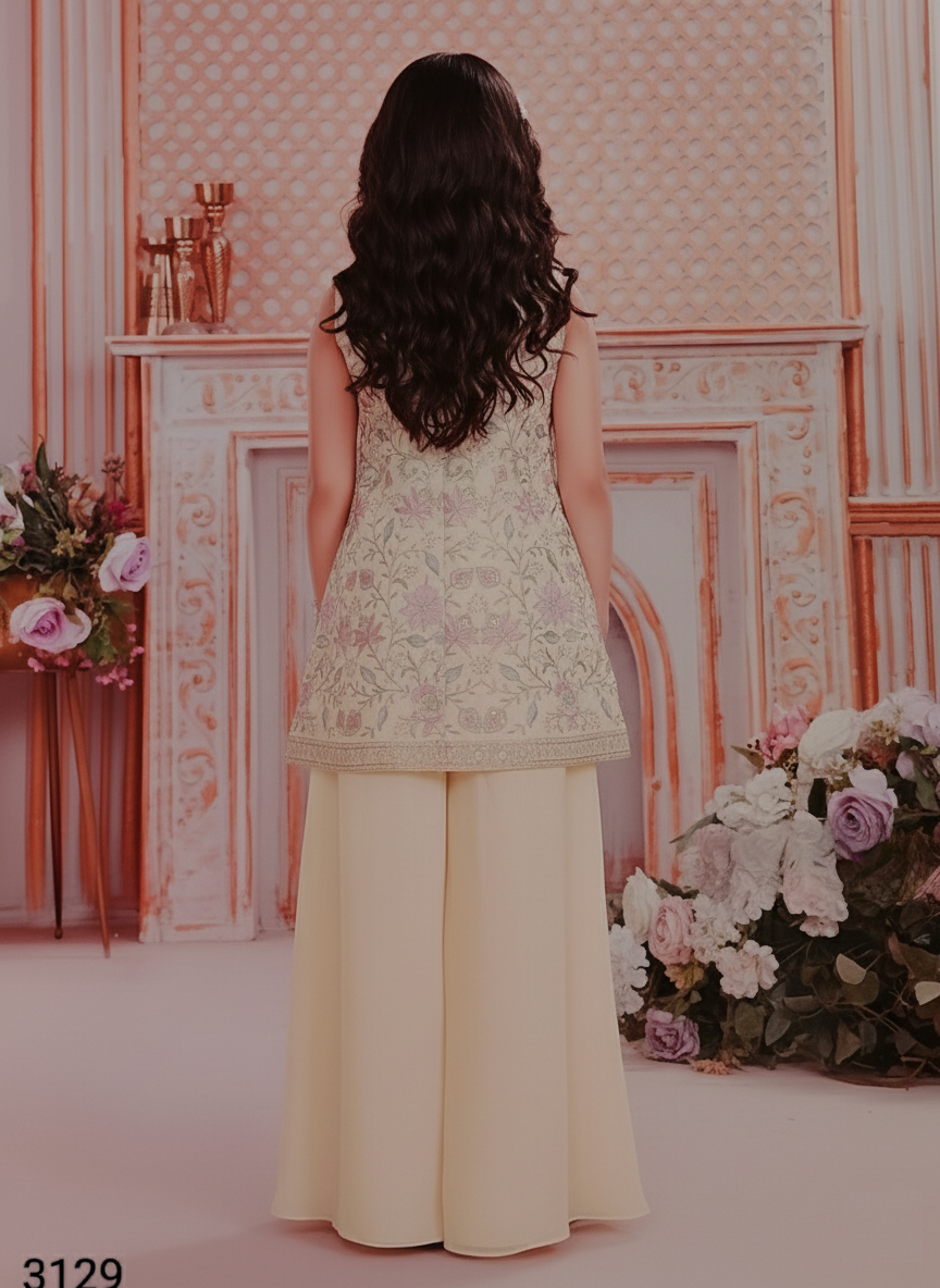 Cream Colour Plazo Set(GE-GPZS_3129)