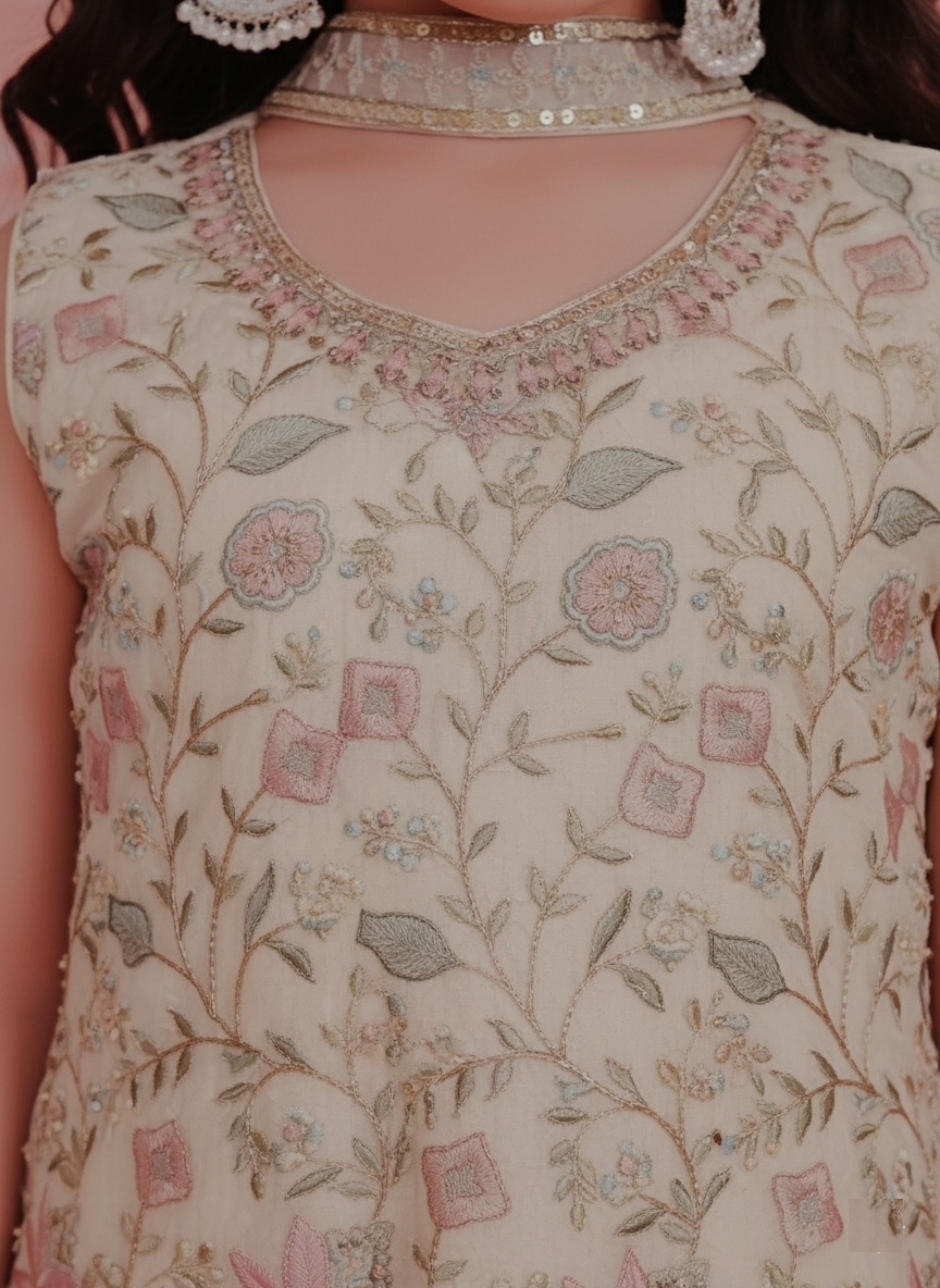 Cream Colour Plazo Set(GE-GPZS_3129)