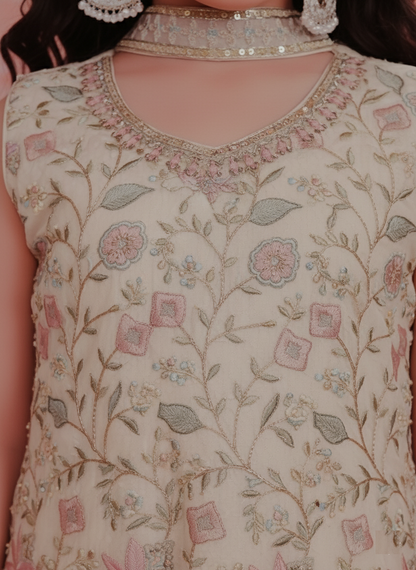 Cream Colour Plazo Set(GE-GPZS_3129)