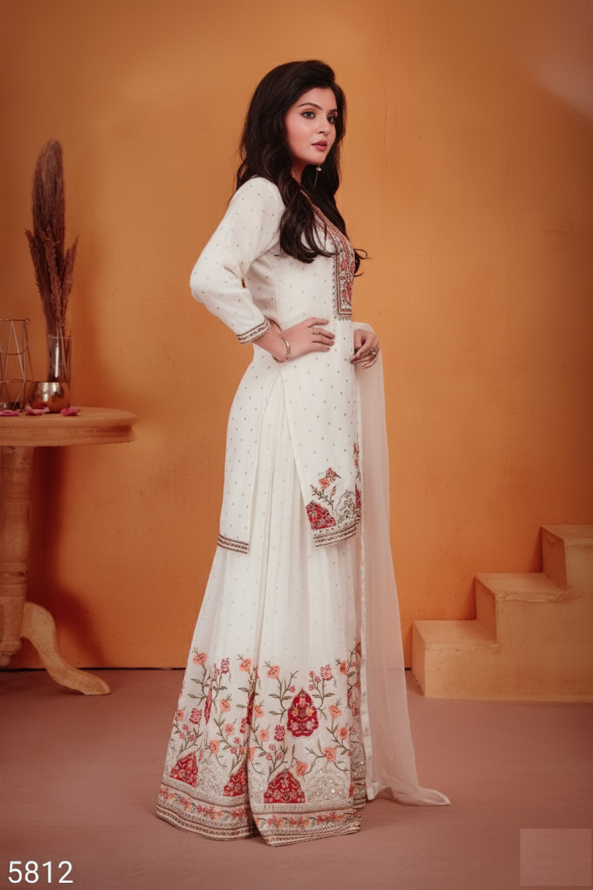 Cream Colour Plazo Set(GE-GPZS_5812)