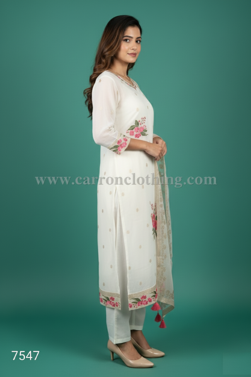 Cream Colour Kurti Set(LC-WKIS_7547)