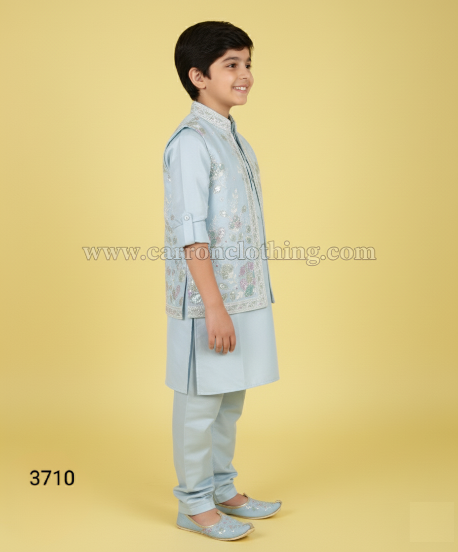 Sky Blue Colour Jacket Kurta Set(BE-BBUS_3710)
