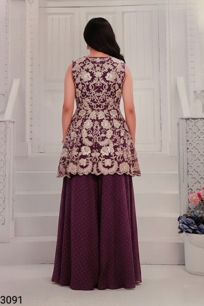 Purple Colour Plazo Set(GE-GPZS_3091)