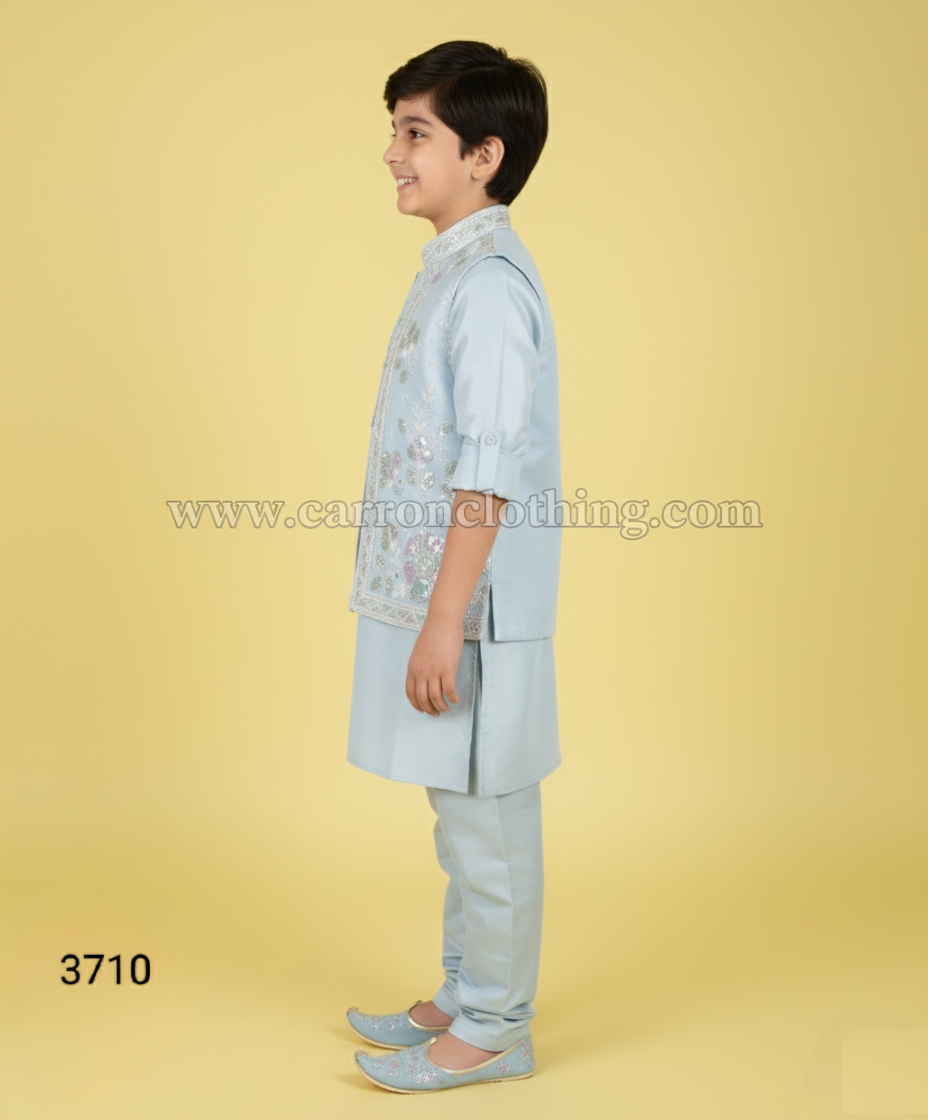 Sky Blue Colour Jacket Kurta Set(BE-BBUS_3710)