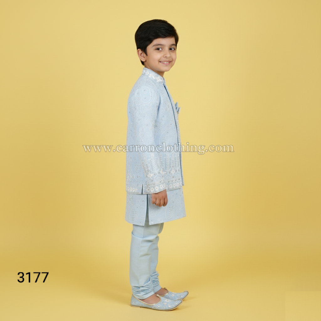 Sky Blue Colour Jacket Kurta Set(BE-BBUS_3177)