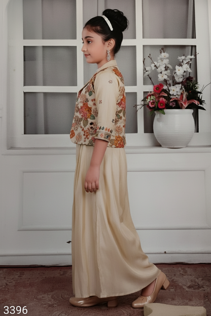 Fawn Colour Plazo Set(GE-GPZS_3396)