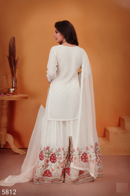 Cream Colour Plazo Set(GE-GPZS_5812)