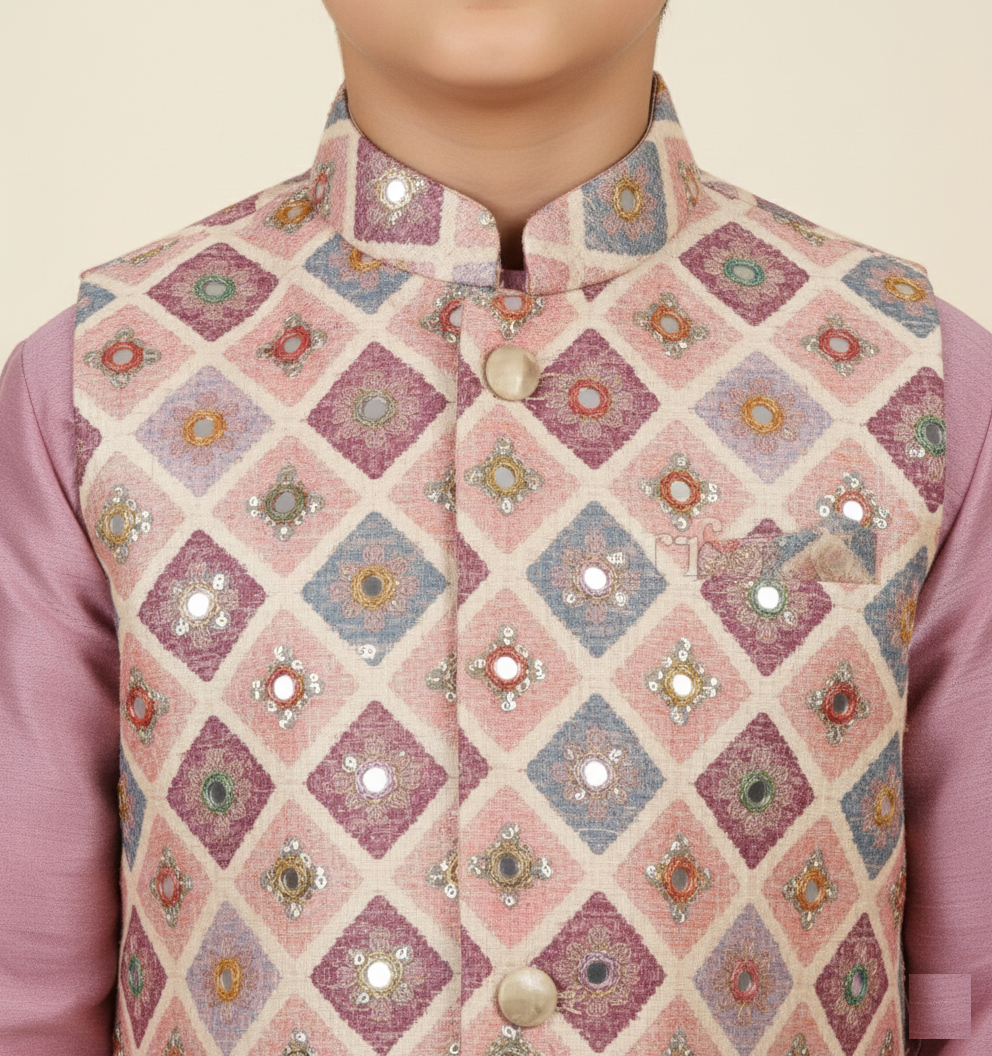 Onion Pink Colour Jacket Kurta Set(BE-BBUS_6902)