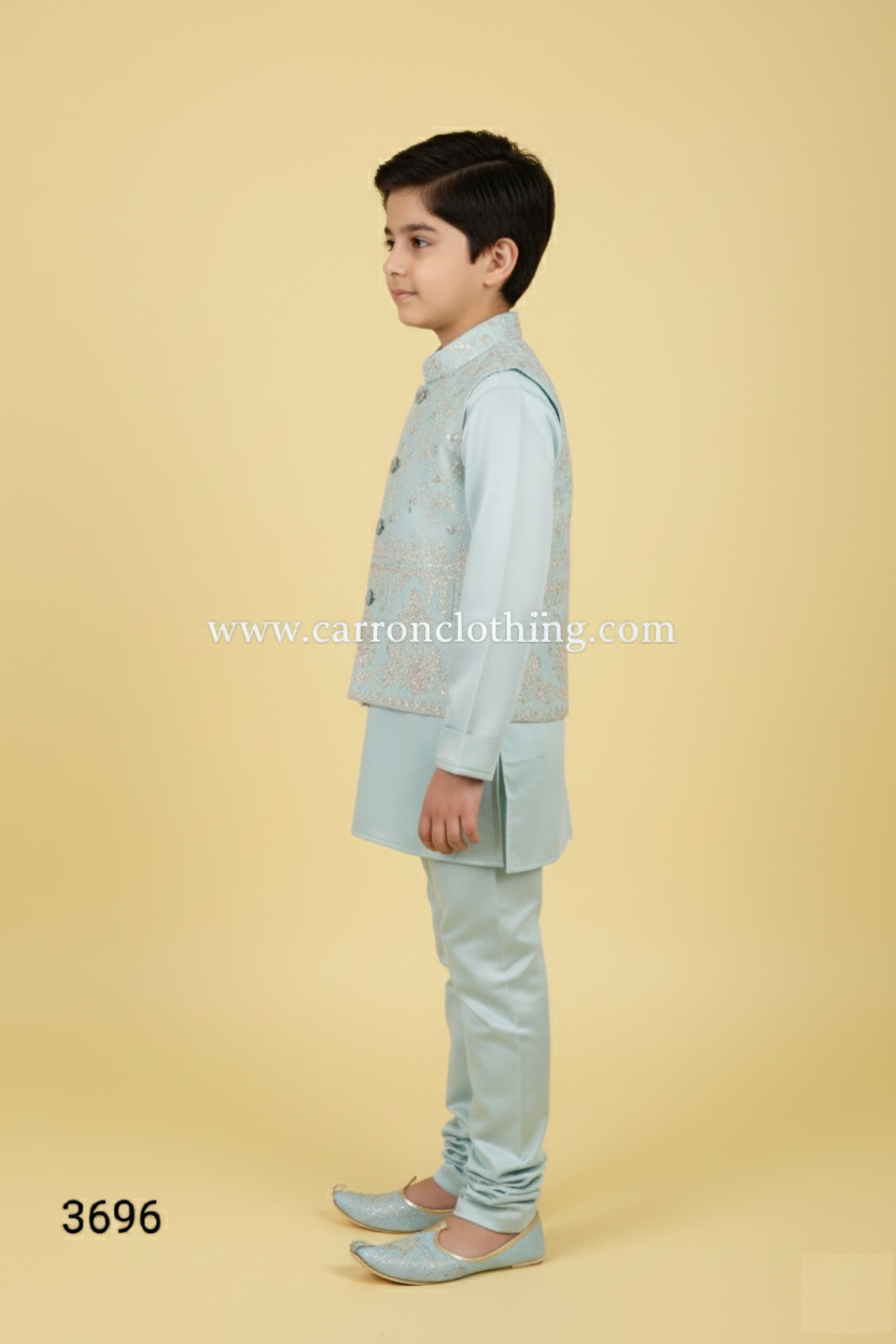 Blue Colour Jacket Kurta Set(BE-BBUS_3696)