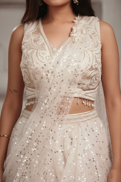 Cream Colour Ghaghra Choli(GE-GGHC_1211)