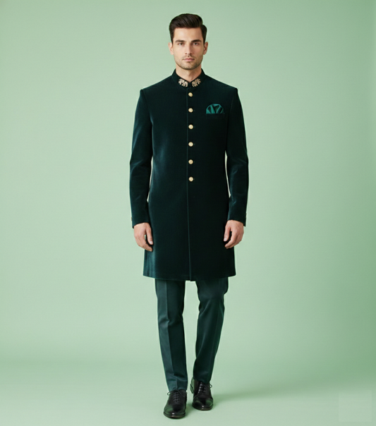 Green Colour Indo Western(ME-MINW_40990)