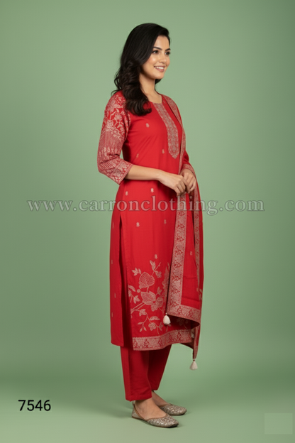 Red Colour Kurti Set(LC-WKIS_7546)