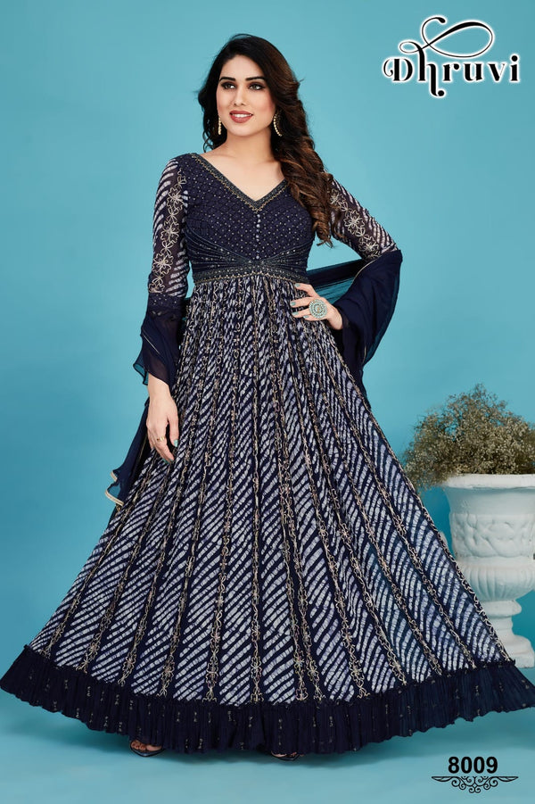 Blue Colour Gown Anarkali(LE-03_8009)