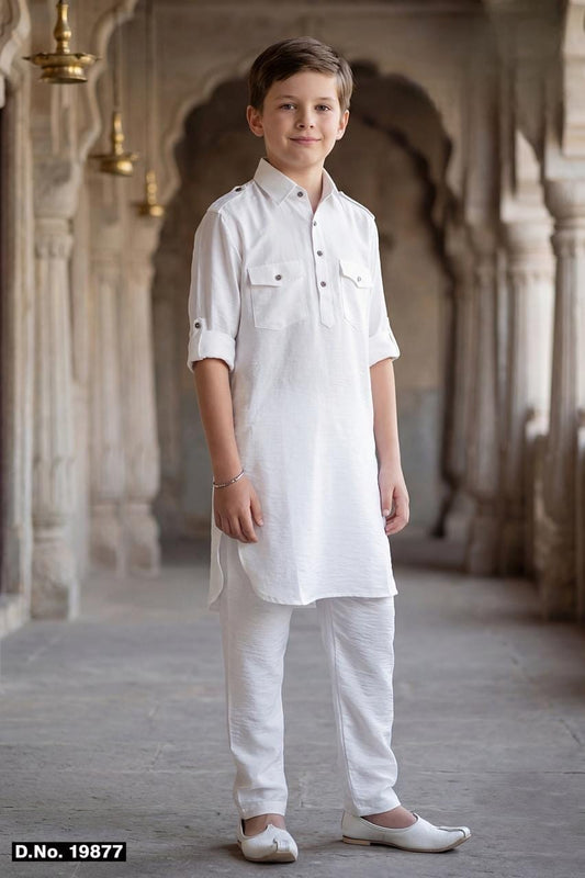 White Colour Pathani(BE-BPTH_19877)