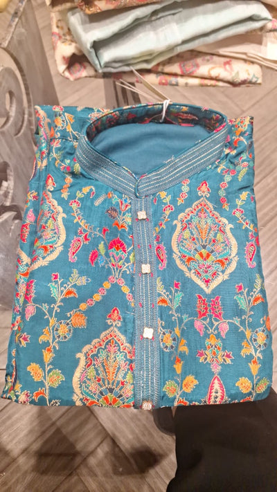 $NDUS$ Rama Green Colour Kurta Set(ME-MKUS_JE 1249)