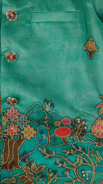 Teal Green Colour Jacket Kurta Set(BE-BBUS_5731)