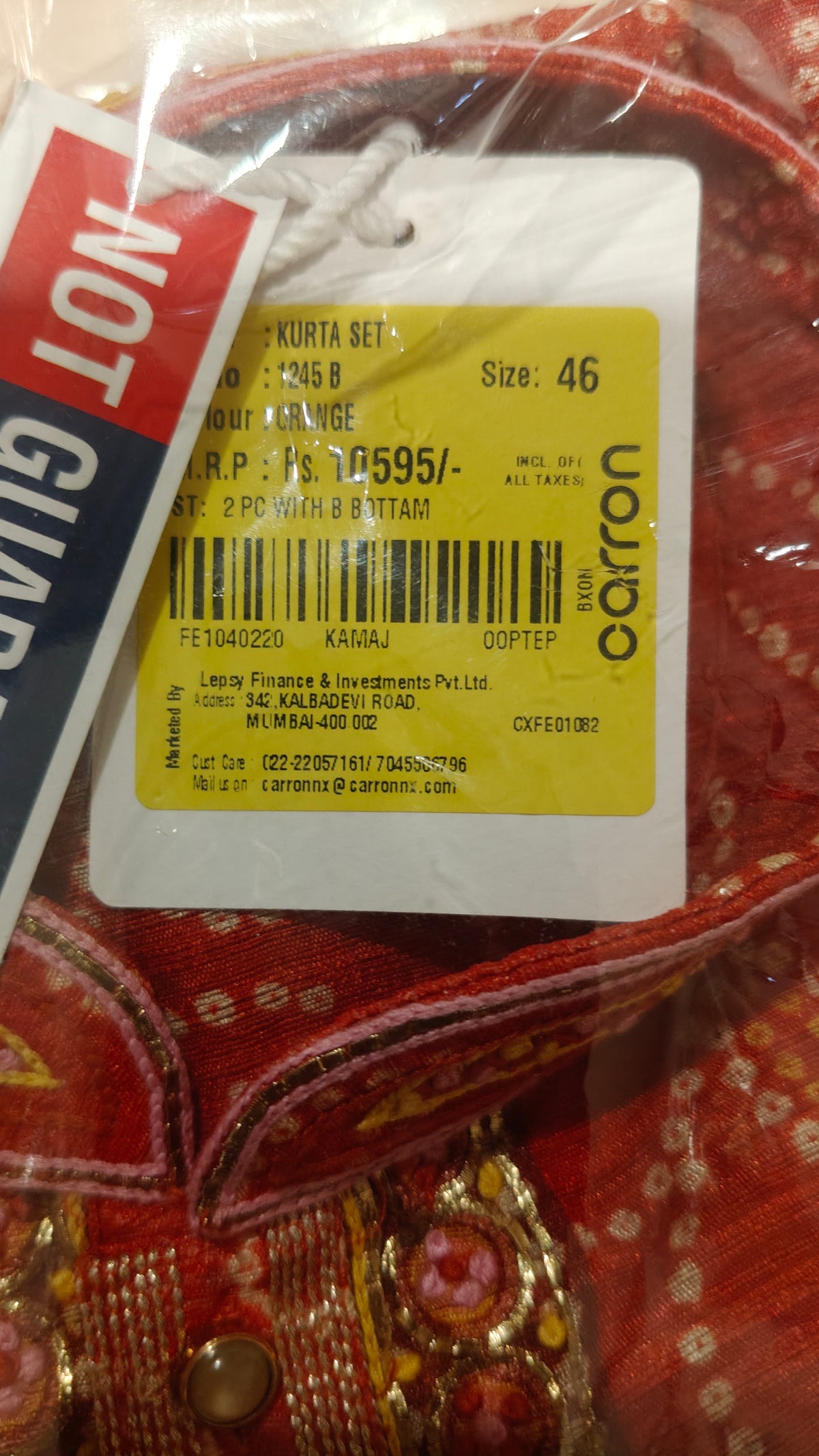 $NDUS$ Orange Colour Kurta Set(ME-MKUS_1245 B)