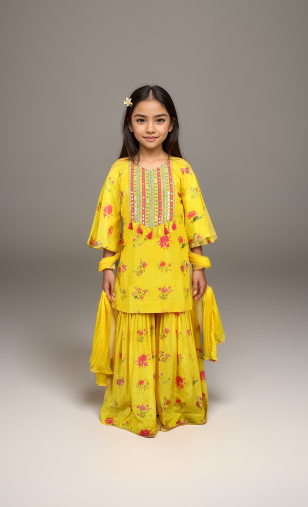 Yellow Colour Gharara Set(GE-GGHS_4726)