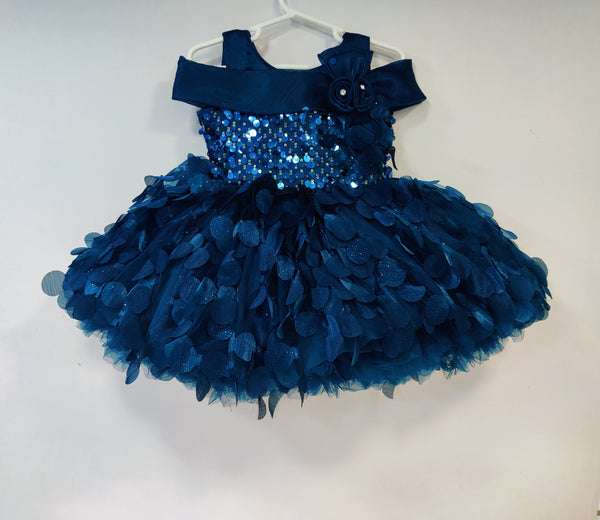 Teal  Blue Colour Party Frock(GE-GFRP_10792)