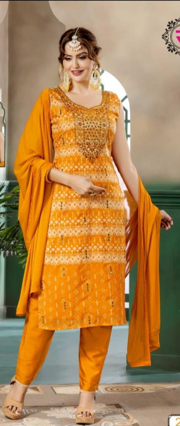 Orange Colour Straight Cut Suit(LE-01_2470)