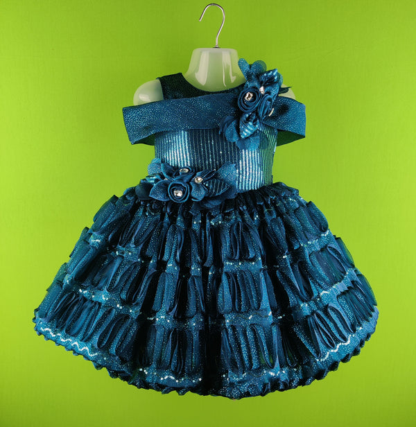 Teal Blue Colour Party Frock(GE-GFRP_10798)