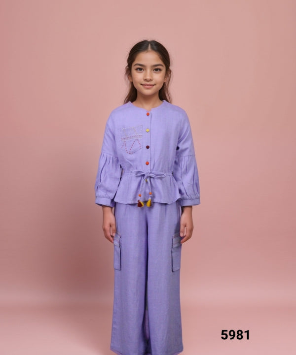 Purple Colour Western Plazo Set(GC-GWSD_5981)