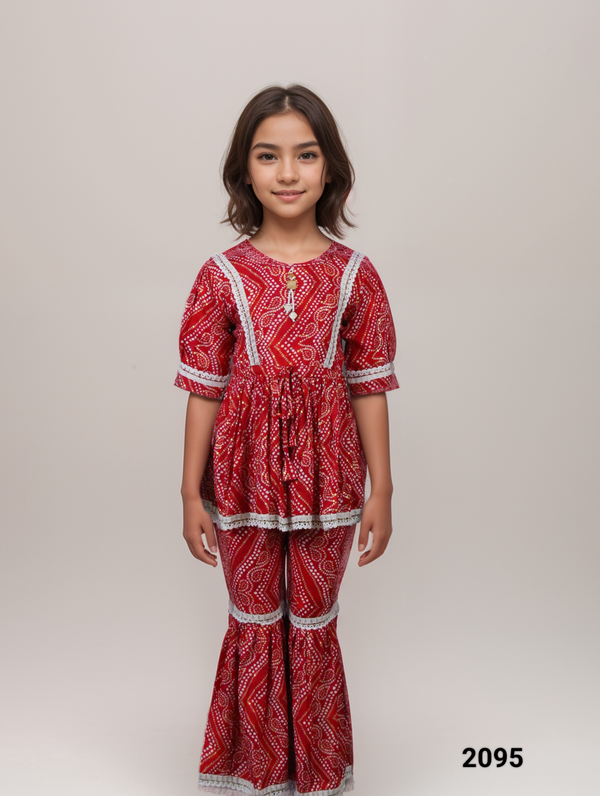 Red Colour Western Plazo Set(GC-GWSD_2095)