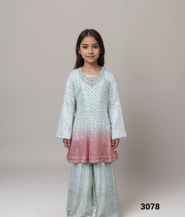 Sea Green Gharara Set(GE-GGHS_3078)