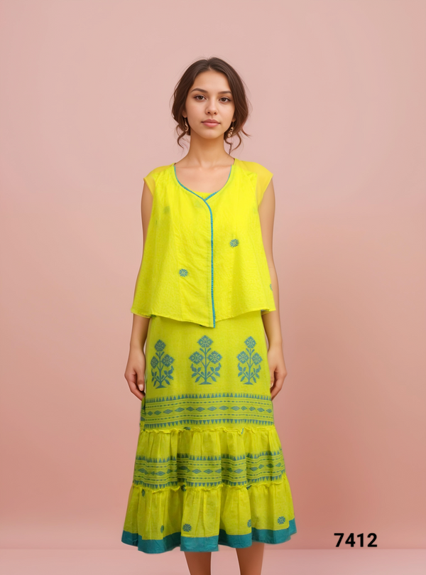 Yellow Colour Kurti Set(LC-WKIC_7412)