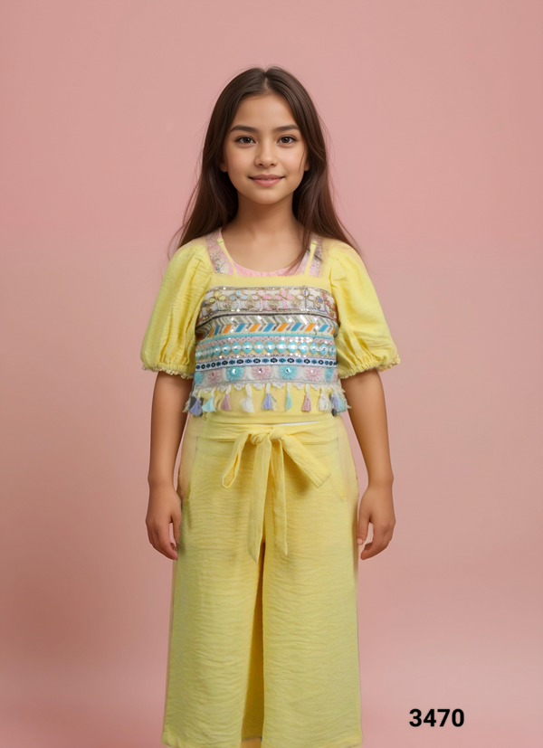 Yellow Colour Western Plazo Set(GC-GWSD_3470)