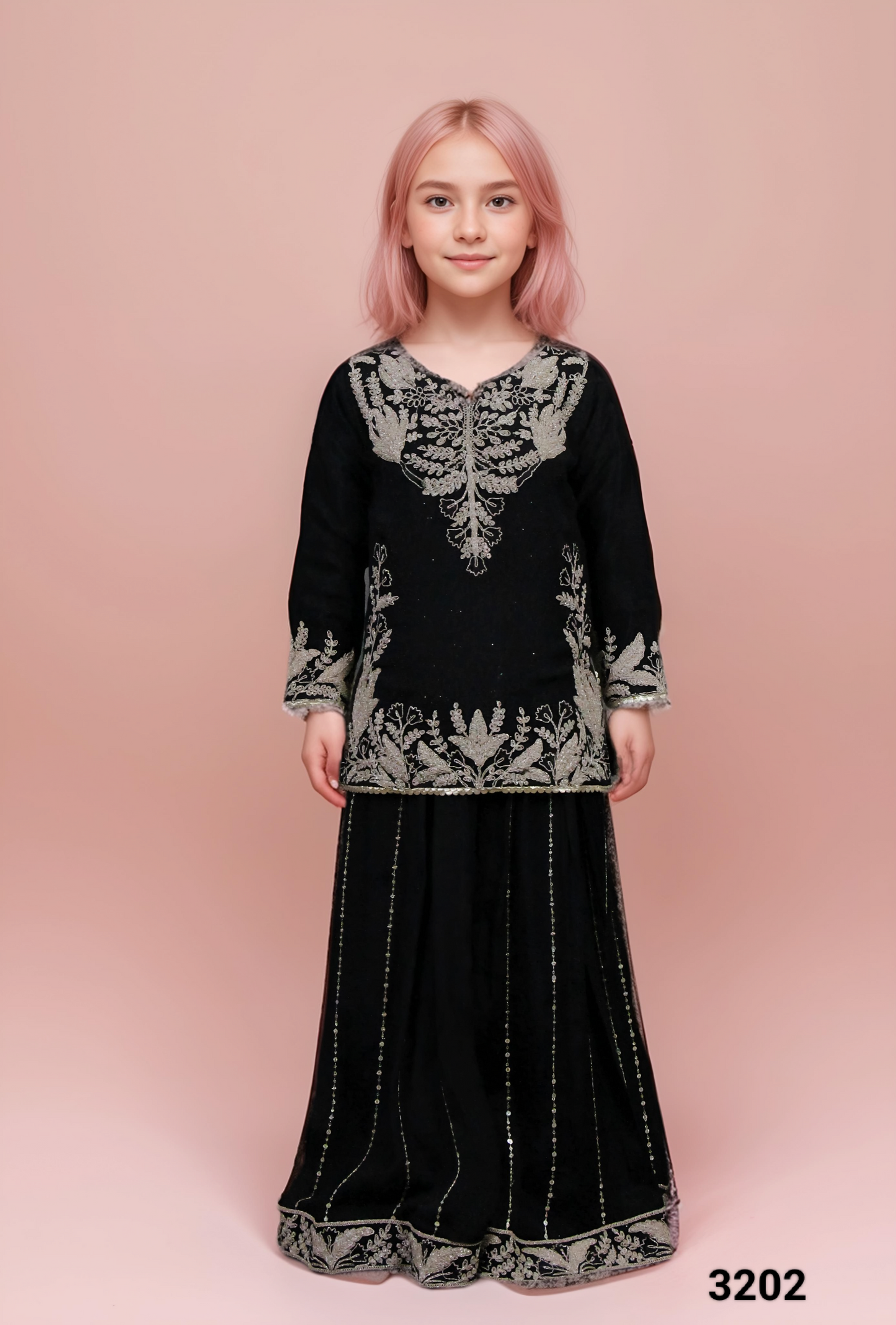 Black Colour Plazo Set(GE-GPZS_3202)