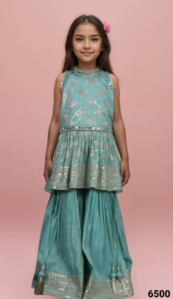 Sea Green Colour Gharara Set(GE-GGHS_6500)