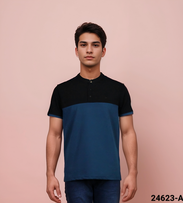 Petrol Blue Colour T-Shirt(MC-MTSH_24623-A)