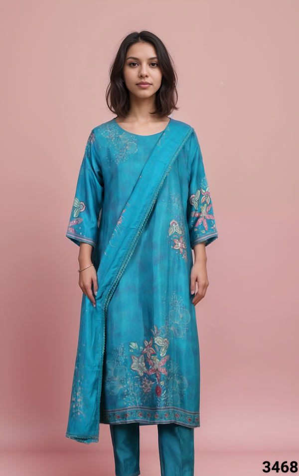 Rama Green Colour Kurti Set(LC-WKIS_3468)