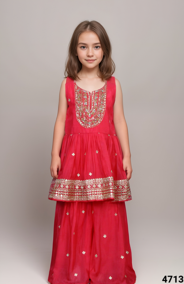 Tomato Colour Gharara Set(GE-GGHS_4713)