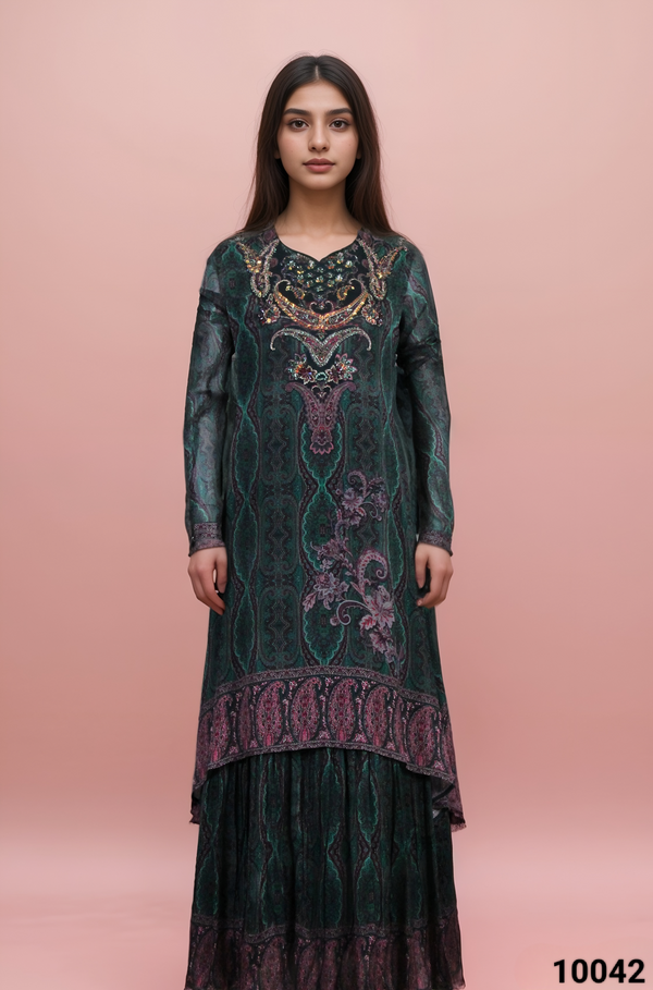 Green Colour Kurti Set(LC-WKIC_10042)