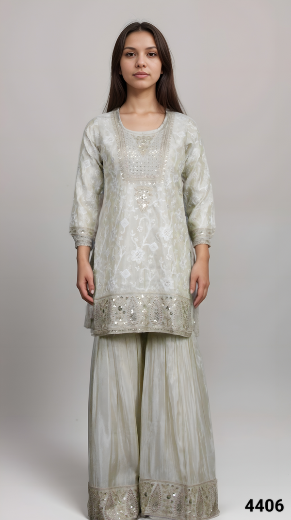 Cream Colour Gharara Set(LE-WGHA_4406)